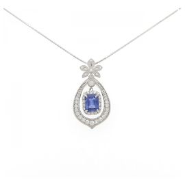 Autre Marque Collar de Zafiro y Diamante Pt950 Pt850