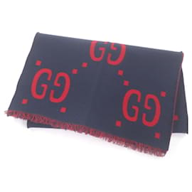 Sciarpa Jumbo GG in jacquard di lana e seta con frange Gucci