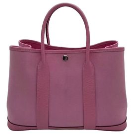 Sac à main Hermès Garden Party 30 en toile et cuir rose