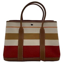 Sac Hermès Gardenparty 36 en tissu à rayures colorées