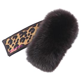 Cachecol Tippet de seda marrom e pele de raposa Louis Vuitton