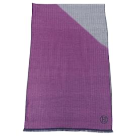 Châle en cachemire Hermès en bleu marine et violet