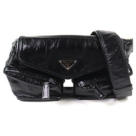 Borsa a spalla in pelle con logo triangolare Prada 2VH174
