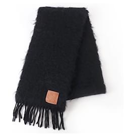 Stola in mohair e lana nera Loewe