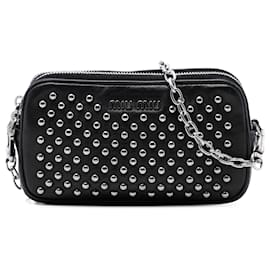 Miu Miu Borsa in pelle nera con borchie e doppia zip