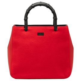 Gucci Rote Woll- und Kalbsleder-Bambus-Handtasche