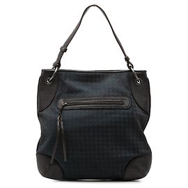 Bottega Veneta Hobo in Tela e Pelle Intrecciato Blu