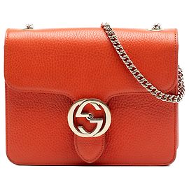 Gucci Arancione Piccolo Dollar in Pelle di Vitello Interlocking G Crossbody