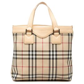 Borsa a mano in tela check beige Burberry