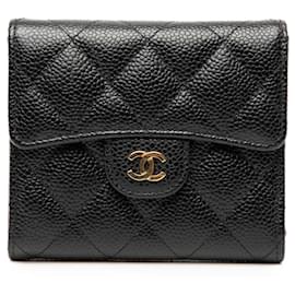 Hermès Schwarze CC Stepp-Caviar Kompakt-Geldbörse