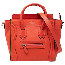 Céline Celine Arancione Nano Borsa da Viaggio in Pelle
