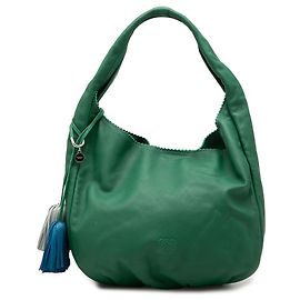 LOEWE Hobo in Nappa Verde con Anagramma e Frange