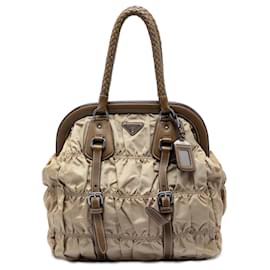 Prada Beiger Tessuto Gaufre Rahmen Tote