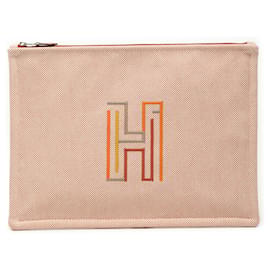 Custodia H Labyrinthe grande in tela arancione Hermès