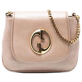 Gucci Piccola Borsa a Tracolla Metallica in Pelle Martellata Marrone 1973 con Catena