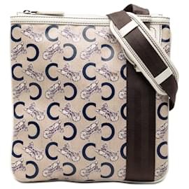 Céline Celine Borsa a tracolla in tela rivestita C Carriage beige