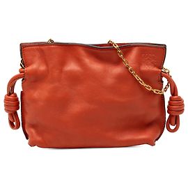 LOEWE Arancione Nano Pelle Flamenco Knot Catena Crossbody