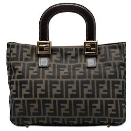 Fendi Kleine Zucca Canvas Twins Tote in Braun