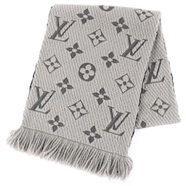 Bufanda de mezcla de lana y seda Logomania de Louis Vuitton con flecos
