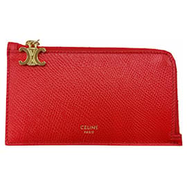Céline Porta tarjetas de visita de cuero Triomphe con cremallera de CELINE