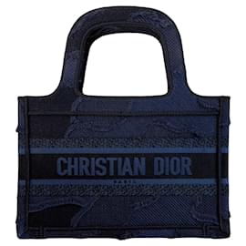 Borsa Dior "Mini Book Tote" in tela camouflage blu navy