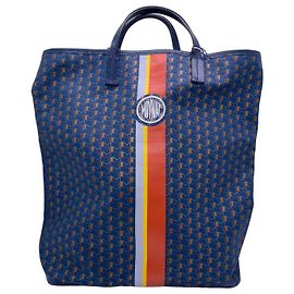 Borsa Tote Verticale Moynat Blu in Tela