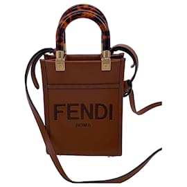 Fendi Sunshine Mini Music Folder Tasche Braun Leder