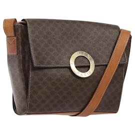 Céline Borsa a Spalla Celine Vintage Macadam con Logo Circolare in Tela e Pelle