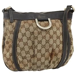 GUCCI GG Canvas Schultertasche Beige Gold 203257 Auth mr2384