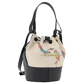 Borsa a spalla LOEWE Balloon in tela avorio argento autentica 176533A