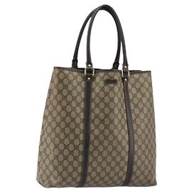 GUCCI GG Supreme Tote Bag aus PVC Beige Gold 223668 Auth BA12128