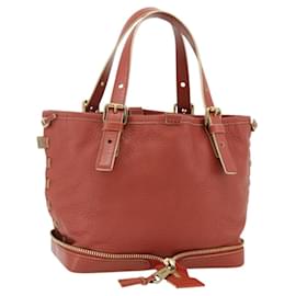 Borsa a mano Chloe Ellen in pelle rossa e oro Auth BA12010A - Chloé