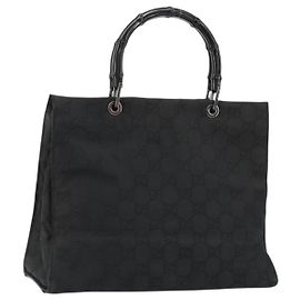 Borsa tote in tela GG Gucci nera argento 002 1010 2404 Auth 175294