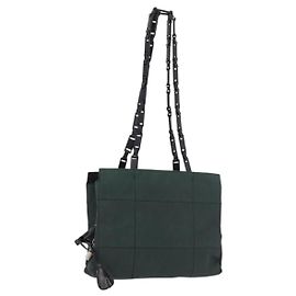 Bolso Tote PRADA de nailon caqui plata auténtico 175379