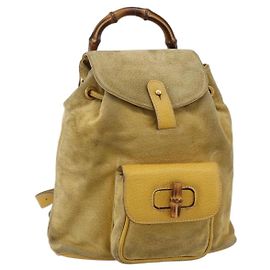 Zaino in Bambù GUCCI Camoscio Giallo Oro 003 1705 0030 Auth YKZ1234