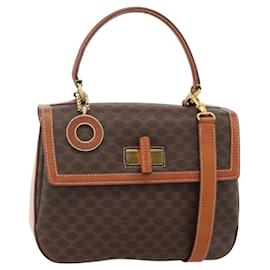 Borsa a mano in tela Macadam CELINE in pelle PVC 2 in 1 marrone oro Auth YKZ1558A - Céline