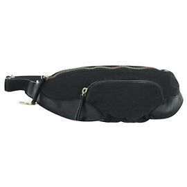 FENDI Zucchino Canvas Mamma Baguette Bauchtasche Schwarz Gold Auth am11355V