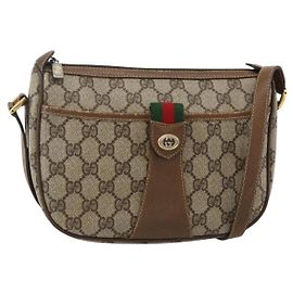 Borsa Sherry Line GG Supreme Web di GUCCI in PVC beige e oro 89 02 032 Auth 175961