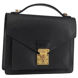 LOUIS VUITTON Borsa a Mano Epi Monceau 28 Nera M52122 LV Auth 176555
