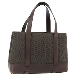 Céline Borsa a mano in tela Macadam C di CELINE marrone e oro Auth 175163