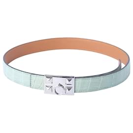 Cintura Hermès Médor in Alligatore Opaco Vert d’Eau con Finiture in Palladio