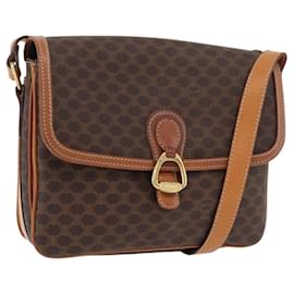 Céline Borsa a Spalla in Tela Macadam CELINE in Pelle PVC Marrone Oro Auth ka3953