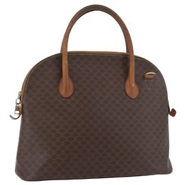 Céline Borsa a mano in tela Macadam CELINE in pelle PVC marrone oro Auth ti3854