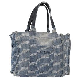Borsa a Mano BALENCIAGA Denim 2way Blu Argento 671402 Auth 175182