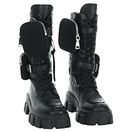 Botas Largas Monolith de Cuero PRADA 35 1/2 Negras Auth am11253SM - Prada