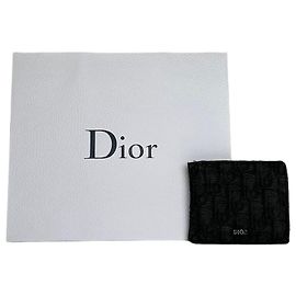Billetera bifold de lona monograma oblicuo Dior vintage negra