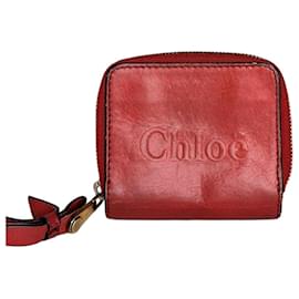 Chloé Vintage Chloe Leder Geldbörse / Kartenhalter rot