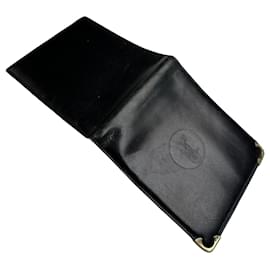 Carteira bifold em couro liso Celine Paris Calèche vintage preta - Céline