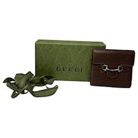 Billetera bifold de cuero Gucci Horsebit 1955 vintage marrón