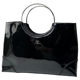 Courreges Vintage Courrèges Paris Tasche aus schwarzem Lackleder